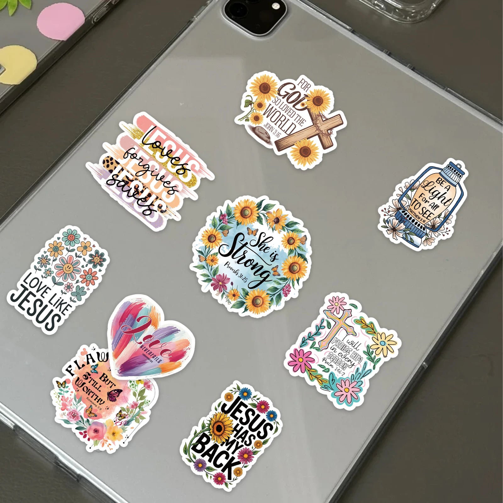 50 Jesus Phrase Graffiti Stickers (Faith & Cross)