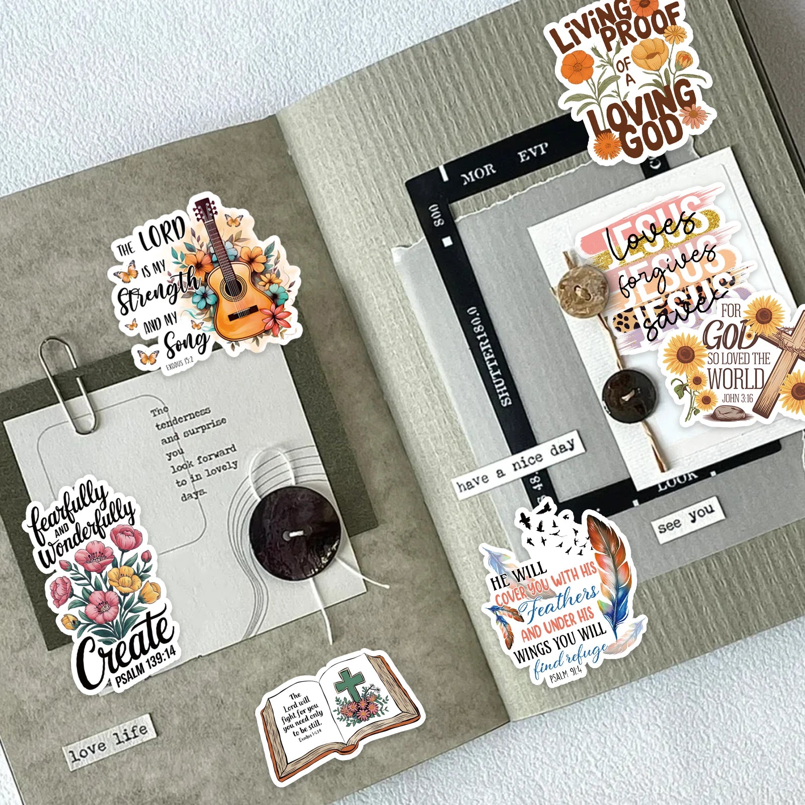 50 Jesus Phrase Graffiti Stickers (Faith & Cross)