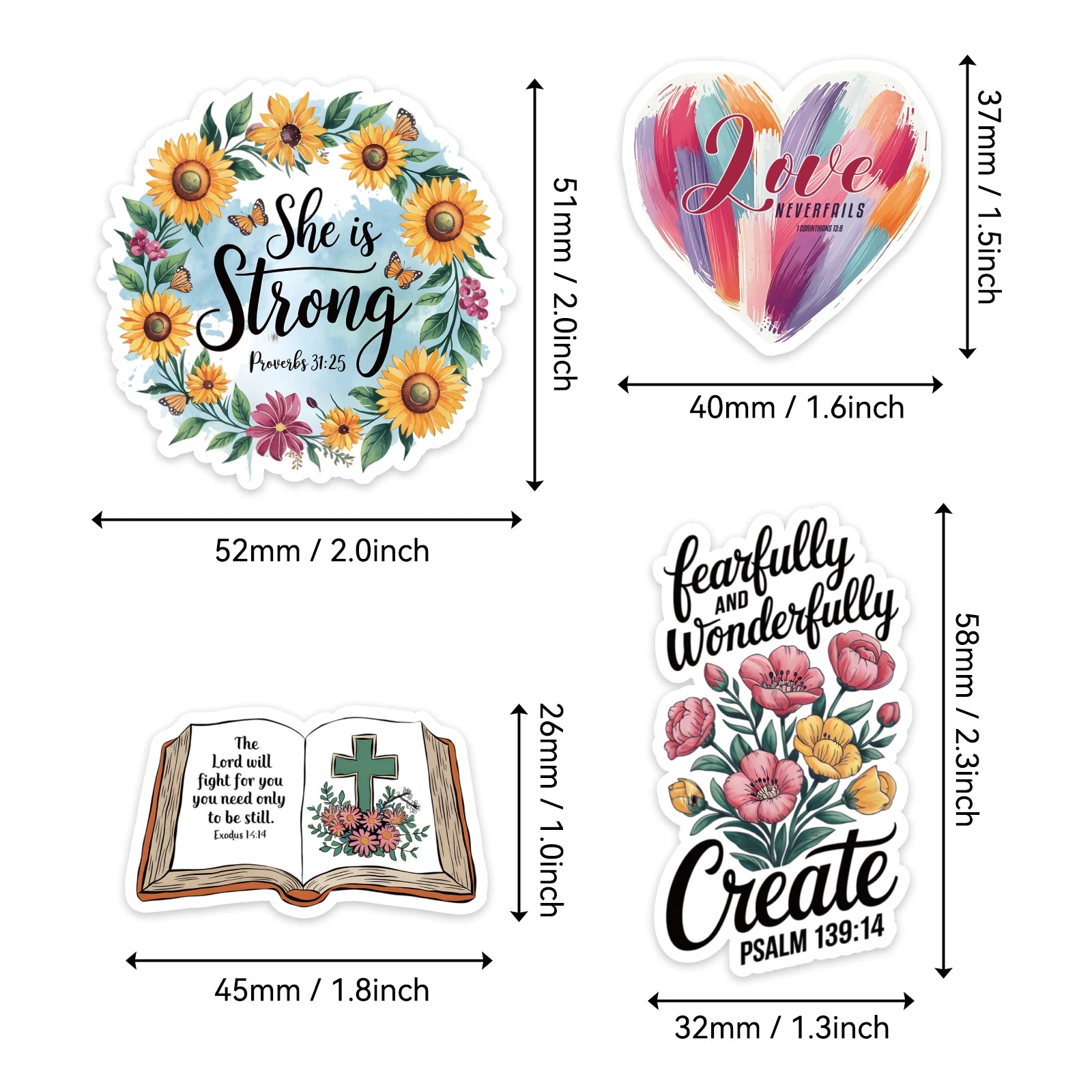 50 Jesus Phrase Graffiti Stickers (Faith & Cross)