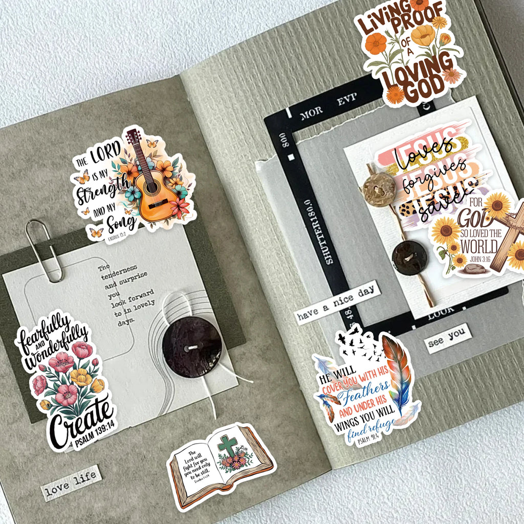 50 Jesus Phrase Graffiti Stickers (Faith & Cross)